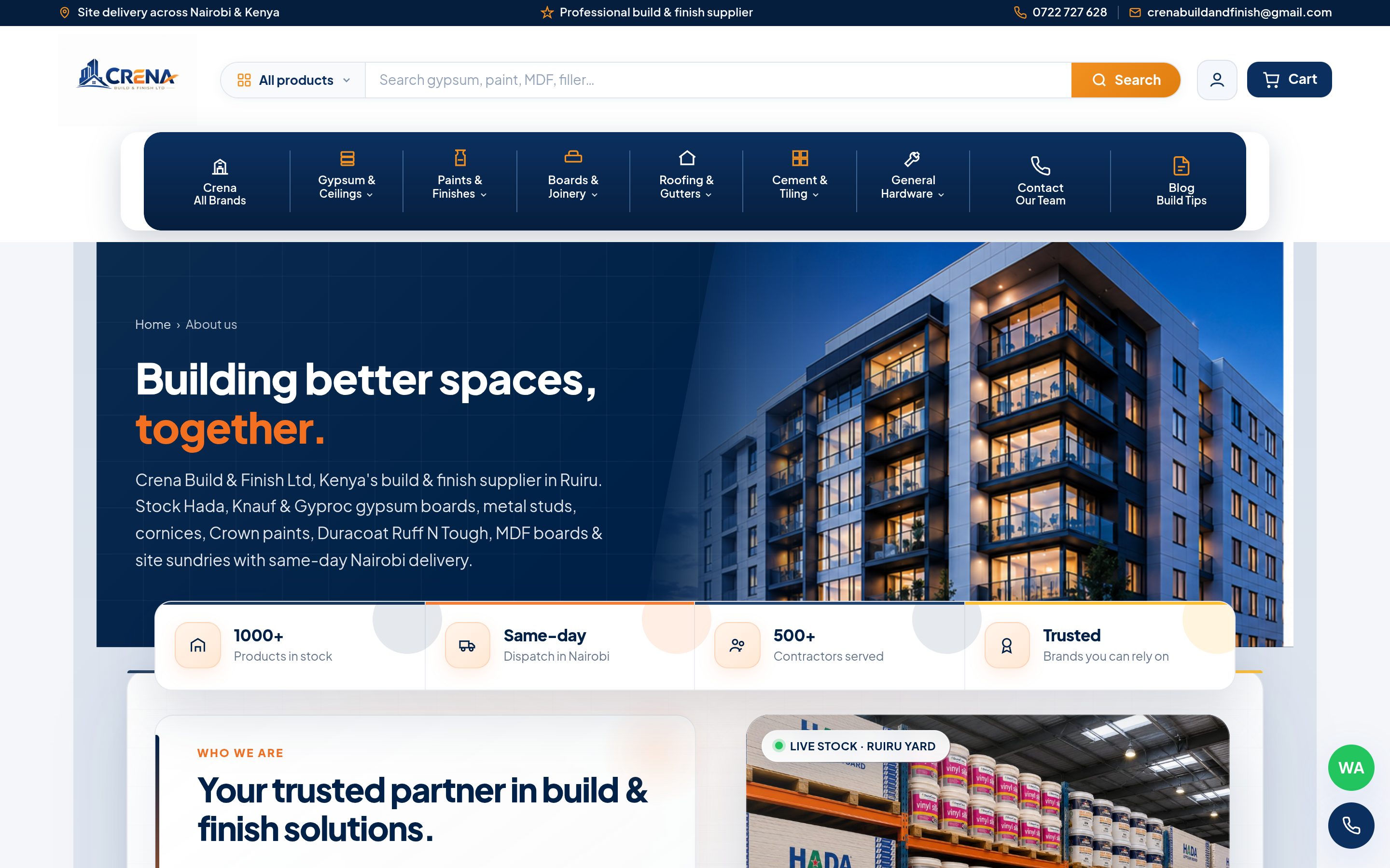 Crena Build & Finish website screenshot