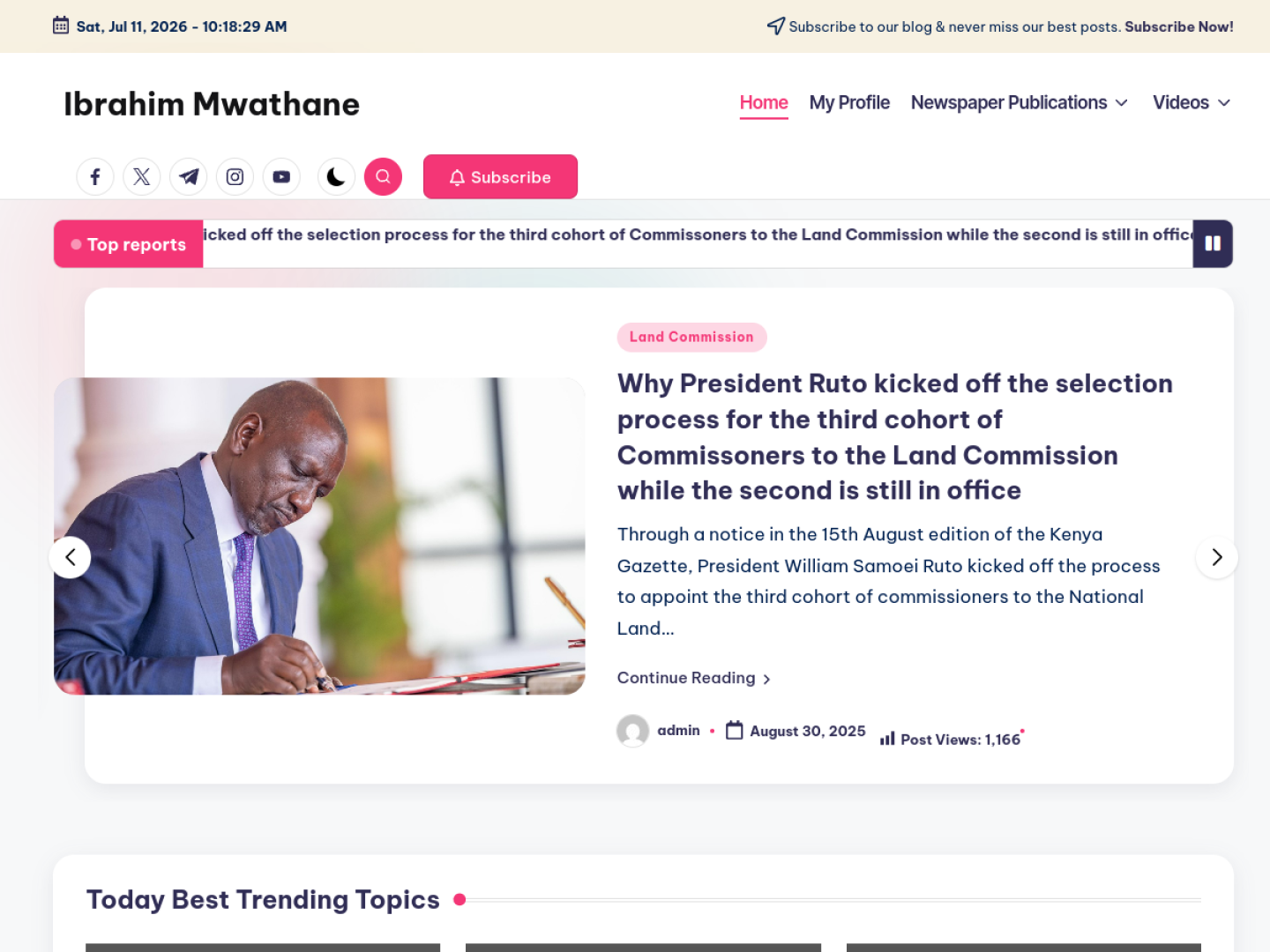 Ibrahim Mwathane website screenshot